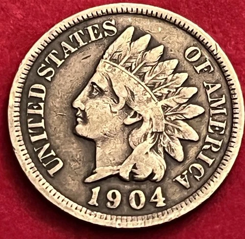 1904 Indian Head Cent Penny VF Details Brown JC1372
