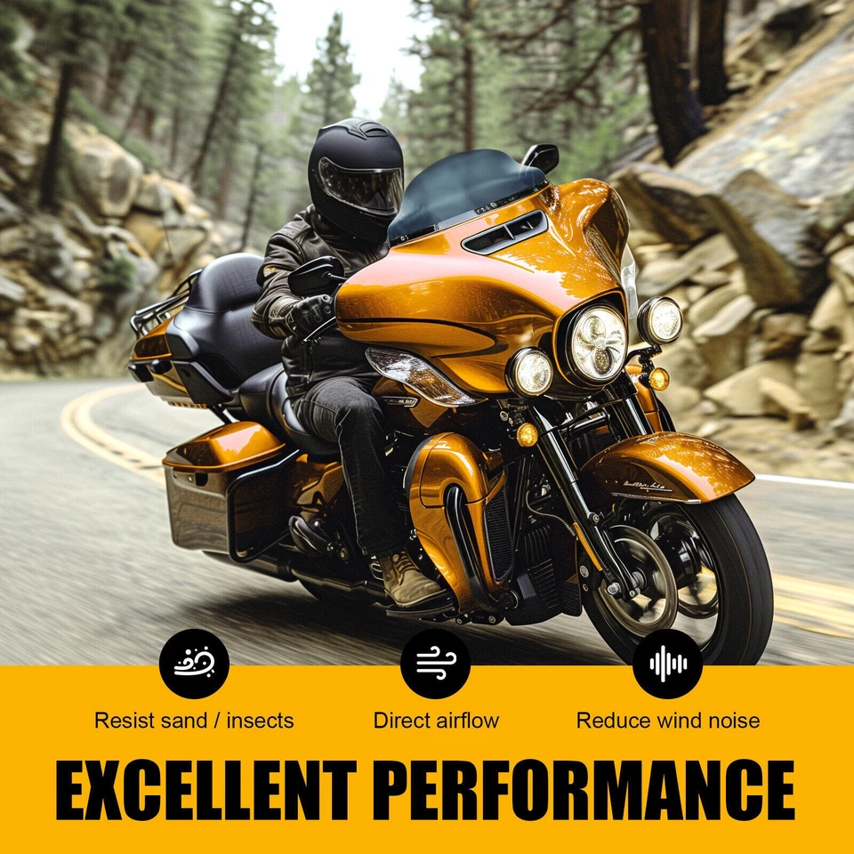 9" Smokke Wave Windshield Windscreen For Harley Touring Street Glide 2014-2023 - Image 3 of 4