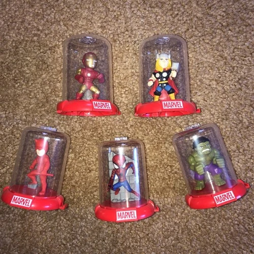 Lot Of 5 Marvel Domez Series 1 Iron Man Thor Spider-Man Daredevil Hulk Avengers