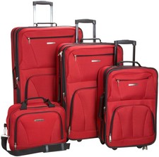 Rockland Journey Softside Upright Luggage Set,Expandable, Red, 4-Piece 14/19...