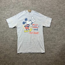 Vintage 90s Walt Disneyland Hanes Mickey Mouse T-Shirt Blue Graphic Tee - Small