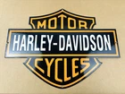 VINTAGE 20x14" LARGE HARLEY-DAVIDSON MOTORCYCLES RIDING OIL GAS PORCELAIN SIGN