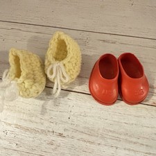 Vintage 2.5  White Baby Doll Shoes Molded Slip On Rubber Vinyl