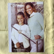 Patons Flower Garden knitting pattern 03287. Sweater & cardigan 24-38" Original