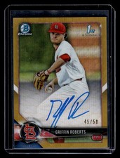 2018 Bowman Draft Griffin Roberts Chrome Draft Pick Autograph Gold Refractor /50