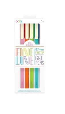 Ooly - Fine Line farbige Gelstifte - 0,7 mm feine Spitze - 6er Pack