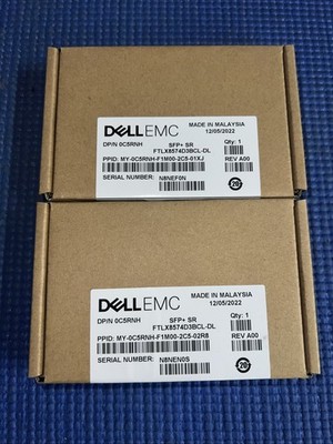 Lot of 2) C5RNH Dell 10GBase-SR SFP+ Optical Transceiver 0C5RNH FTLX8574D3BCL-DL