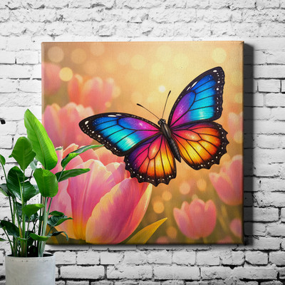 Rainbow Butterfly Wall Art Tulip Bokeh