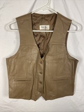 Vintage Leather Vest Women s Size 10 Western Boho Cowgirl Tan 90s Y2K