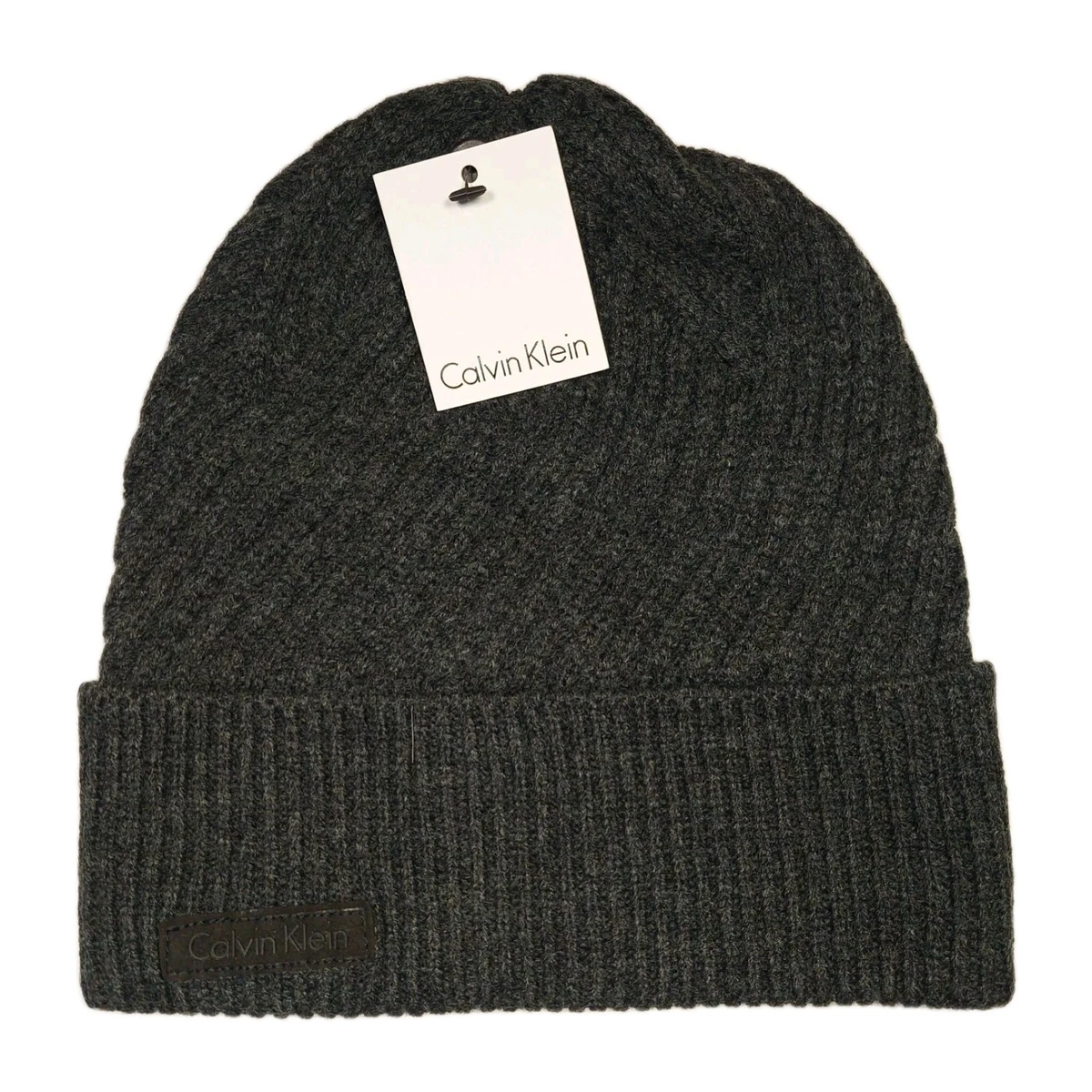 New Calvin Klein Hat Women’s Winter Fall Gray Lined Cable Knit Cuffed Beanie Hat Calvin Klein women main image 3