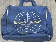 Rare Vintage Original Blue PAN AM Travel Carry On Flight Bag / Double Sided Logo