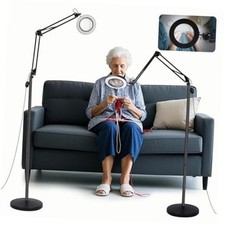 3-in-1 Hands Free Magnifying Glass with Light and 10X Magnifying Floor Lamp
