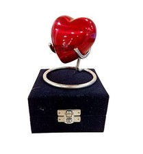 Heart Shaped Cremation Urn - Small 3 Cubic Inch - Red Keepsake with Box Stand