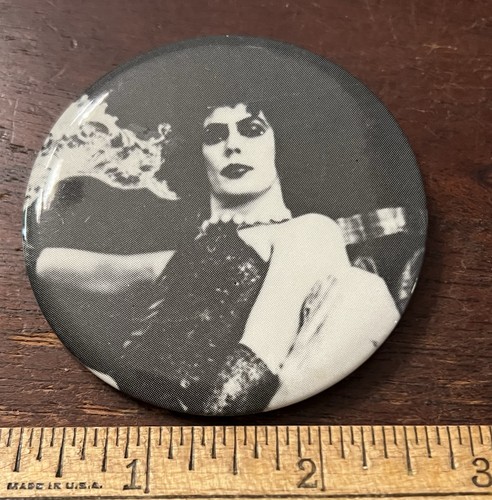 Rocky Horror Picture Show Tim Curry, Pinback Button, 2.5 in Dia 1970's