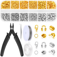 1200Pcs Crimp Beads Supplies for Jewelry Making, Including Crimp Covers, Crimp T