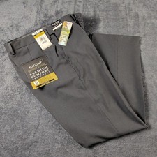 NEW HAGGAR Sz 32 x 30 Premium STRETCH Comfort CLASSIC FIT Dress Pants Gray