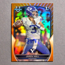 2022 Bowman U Chrome Prospect Orange Refractor #d/25 Jaren Hall #85 Auto RC BYU