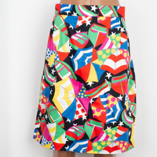 Escada Margaretha Ley Colorful High Waist Cotton Abstract Print Skirt 44 XL