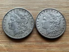 US Morgan Silver Dollars 2 coins circulated details Pre 1904 Lot TU5