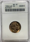 1938 D/D Buffalo Nickel MS65 ANACS #800810 Certified.  Great Golden Toned Color.