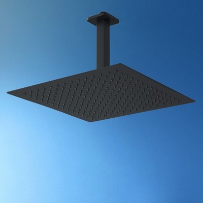 Regendusche Kopfbrause Deckenhalterung & Brausearm G 1/2 Anschluss Schwarz JOHO