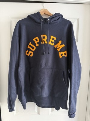 Supreme x Champion Arc Logo Hoodie - Size XL - Navy Blue/Yellow | eBay