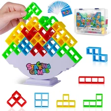48Pcs Tetra Tower Stacking Blocks Game for Kids Adults Family Party Travel