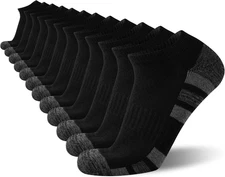 12 Pack Men’s Low-Cut Cushioned Breathable Ankle Socks