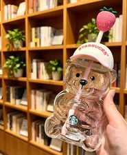 2026 New Starbucks Bearista Bear Cup Tumblers Strawberry Topper Baseball cap
