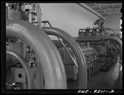 Tulsa Oklahoma 1942 Great Lakes Pipeline Company Power Plant Engine Room