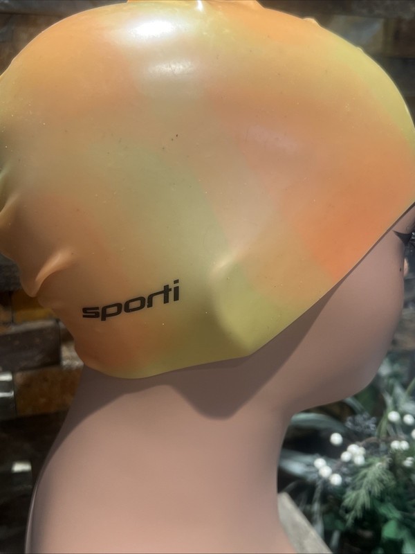 Sporti Silicone Swim Cap & Speedo Hydrosphere Goggle Set Yellow Blue