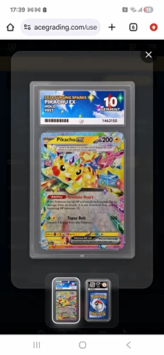 ACE Grading 10 Pikachu ex 057/191 Holo EN Sv08 Surging Sparks 2024