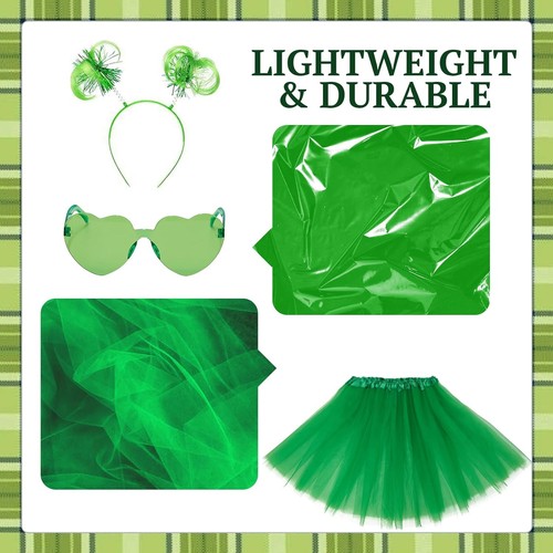 7Pcs 80s Retro Leprechaun Costume Accessories St. Patrick's Day Outfit Green - Picture 5 of 6