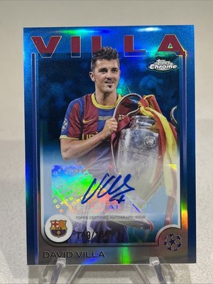 2024-25 Topps Chrome UEFA David Villa /150 Blue Refractor Auto