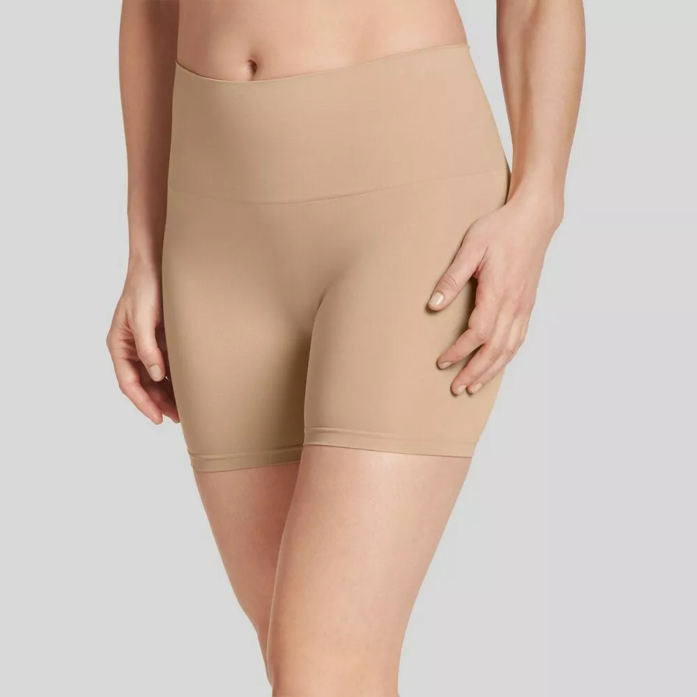 JKY Jockey Women's Tummy Control Shapewear Boy Shorts, Beige, Size