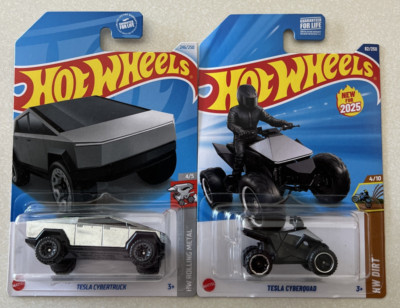 NEW 2025 Hot Wheels D CASE Tesla Cyber Truck & Tesla Cyber Quad