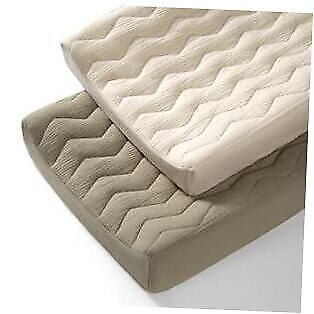  Muslin Changing Pad Cover: Baby Cotton Quilted Changing Table Olive & Cream - Picture 1 of 8