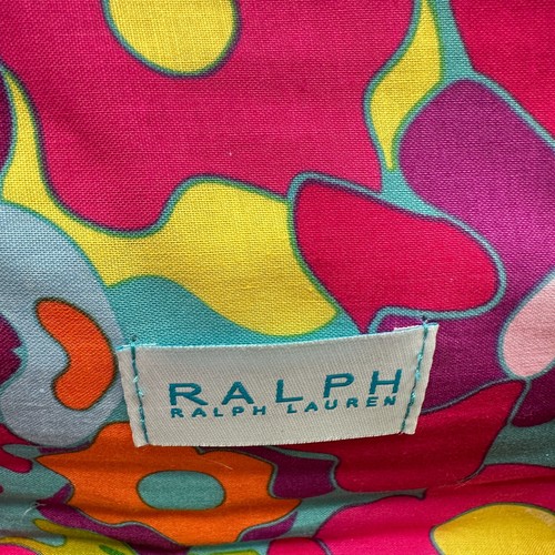 Ralph Lauren Bag Clutch Blue Straw Floral Lined Cosmetic Make Up Travel Beachy - Picture 7 of 11