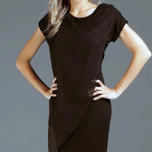 Vestito donna Jadea in viscosa con fronte doppiato in tulle pois e strass -  4850 | eBay