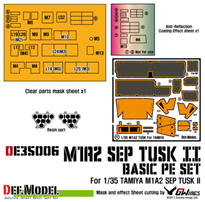 DEF Model 1/35 M1A2 SEP Abrams TUSK II Detail-up Set for Tamiya kit #35326