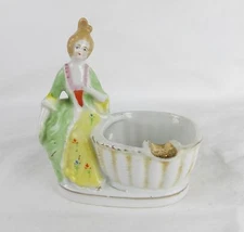 Vintage porcelain lady woman ashtray Japan tobacciana Mid Century home decor