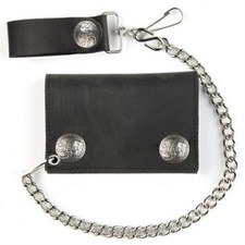 USA Made Buffalo Nickel Snap Leather Chain Wallet - Biker Motorcycle Wallet