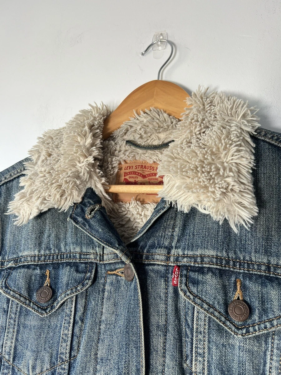 Levi s Fur Lined Denim Jacket Size Medium eBay