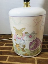 1988 Terragrafics Ceramic Music Box 6  Lamp Liz Shepherd Bunny Family