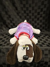 Vintage Tonka Pound Puppy Grey With Brown Spots/Ears Leather Collar 18" 1985