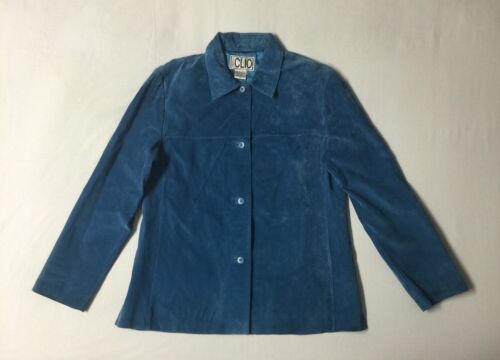 Clio 100% Genuine Suede Leather Turquoise Western Button Jacket Women's size 10 - Picture 1 of 10