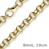 8Mm Armband Armkette Erbskette Aus 585 Gold Gelbgold, 19Cm, Unisex, Goldarmband