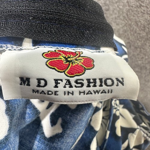 Vintage M D Fashions Hawaiian Dress Women 4X Blue Floral Cotton Tropical Beach - 第 10/11 張圖片