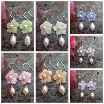 #ad On Sale Mother Of Pearl Flower Rice Freshwater Pearl Fashion Earrings Women je $10.09