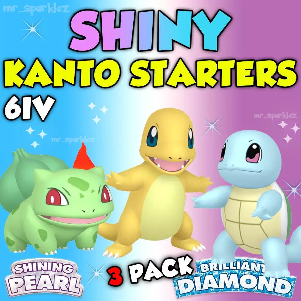 ✨Shiny Kanto Starters , Pikachu, Bulbasaur, Charmander, Squirtle